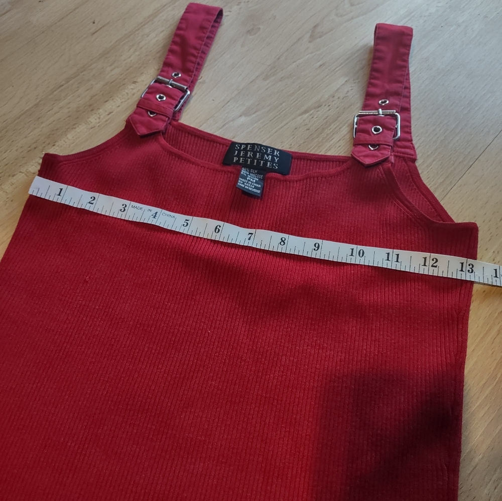 Spenser Jeremy Buckled Scarlet Ribbed Tank Top - Picture 6 of 7